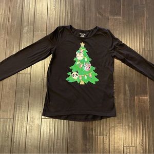 Girls flippy sequence Christmas shirt size 10/12.